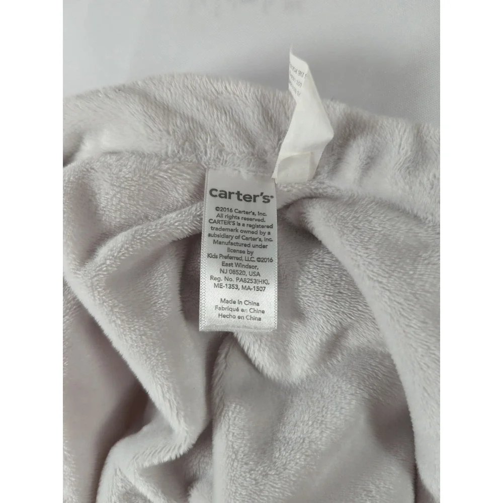Carters White Puppy Holding Pink Polka Dot Lovey Security Blanket Plush Dog Bow